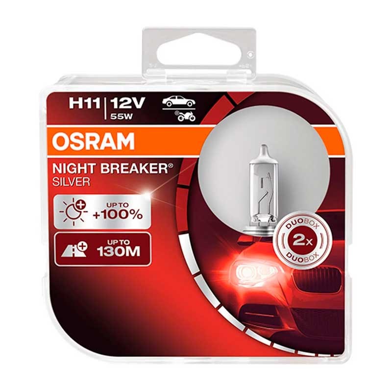 Халогенна крушка Osram Night Breaker Silver +100% H11, 55W 12V, 2 броя 1 - Mixauto.bg