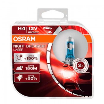 Халогенна крушка Osram Night Breaker Laser +150% H4, 60W / 55W 12V, 2 броя 1 - Mixauto.bg